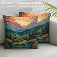 thumbnail image 3 of WERPE Summer Mountain River Scenery Abstract Art Throw Pillow Covers Square Pillowcase Pretectors Cushion Cover for Home Office Sofa Couch, Double-Sided Printed, 3 of 5