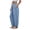 Light Blue, variant on Womens Solid Panel Seam Split Detail Harem Wide Leg Pants Hidden Side Inset Pockets Full Elastic Gathered High Waist Lightweight Textured Woven Fabric Loose Full Length Casual Trousers
