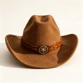 thumbnail image 5 of Western Cowboy Wide Brim Felt Hat, Unisex Vintage Star Band Fedora Hat Four Season Fashion Party Daily Outdoor Cowgirl Cowboy Hat(Coffee), 5 of 5