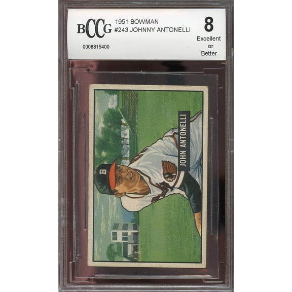 1951 bowman #243 JOHNNY ANTONELLI boston braves (EXCELLENT OR BETTER) BGS BCCG 8