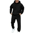 thumbnail image 2 of Men Sweatsuits 2 Piece Set Casual Solid Color Hoodies Sweatshirt And Joggers Sweatpants Set Street Fall Sport Suit Sets Winter Clothes Outfits, 2 of 4