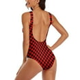 thumbnail image 4 of Simple Checkerboard Swimsuit Red and Black Checkered Push Up Swimwear One Piece Beach Bathing Suits Swimsuits Design Beachwear, 4 of 5