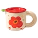 thumbnail image 1 of Toystoory Taza de cerámica con tapa para café y agua, bonitas tazas con diseño de flores, recipiente para desayuno, asa para taza, suministros Juegos de servir café y té Rojo, 1 of 6