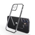 thumbnail image 3 of Luxury Plating Square Frame Silicone Transparent Case on For iPhone 11 12 13 14 15 Pro Max X XR XS Max 7 Plus Clear Back Cover, 3 of 5