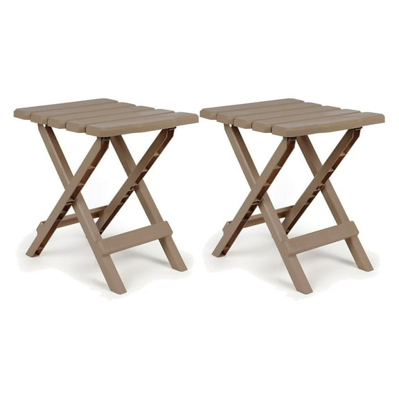 GHooa Adirondack Portable Camping Plastic Folding Side Table, 2 Pack, Taupe
