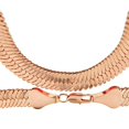 thumbnail image 2 of Mens 14k Rose Gold Plated Herringbone Chain 24" Inch Long x 14MM Wide Thick Flat Hip Hop Necklace, 2 of 5