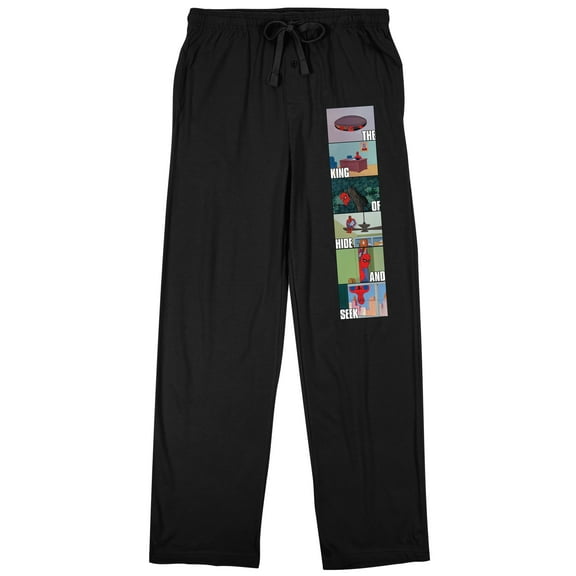 Spider-Man Classic Comic Book Art Men's Black Sleep Pants-Medium