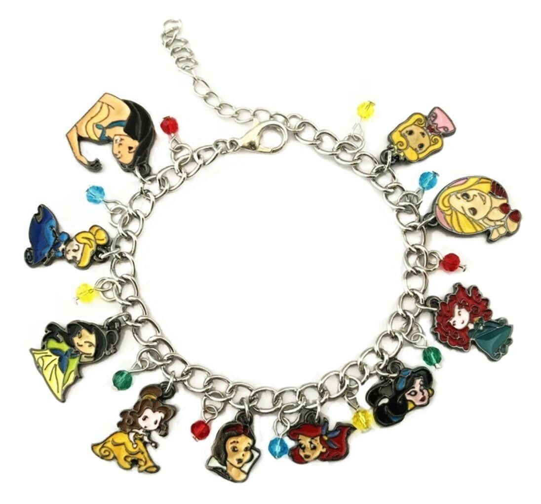 Disney's Princesses Silvertone Metal Novelty Charm Bracelet