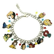 MAINSTREET CLASSICS Cartoon Princesses Silvertone Metal Novelty Charm Bracelet
