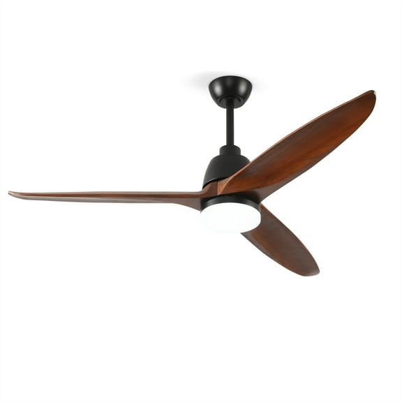 imerelez Hot sales 52 Inch Modern Black Ceiling Fan With 3 Color Dimmable 5 Solide Wood Blades Remote Control Reversible DC Motor With Led Light