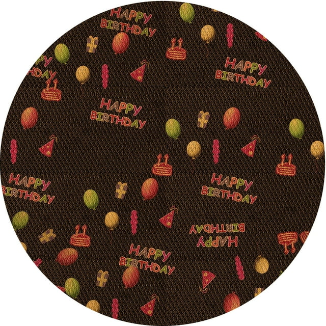 Ahgly Company Machine Washable Indoor Round Transitional Dark Bronze Brown Area Rugs, 6' Round