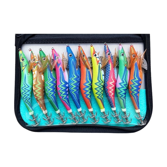 S SERENABLE 10Pcs Fishing Lures Set Squid Jig Lures Sinking Lure for Saltwater Accessory 13cm