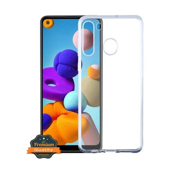 Samsung Galaxy A21 Phone Case Slim Thin Hybrid Premium Flexible Candy Silicone Gummy TPU Rubber Frame Gel Soft Lightweight Protective Cover HD CLEAR Transparent Cover for Samsung Galaxy A21 (2020)