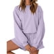 thumbnail image 2 of Conjuntos de Dos Piezas para Mujer, Otoño 2025, con Mangas Murciélago Extragrandes, Top y Pantalones Cortos Informales, Chándal. Púrpura S, 2 of 10