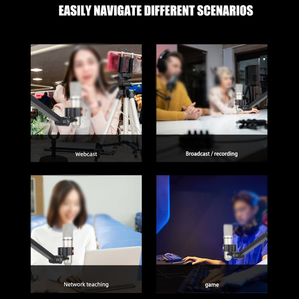 Jesscasday Multi Angle Rotating Mic Stand Feature Universal Compatibility Freely Rotate For Podcasting And Live Broadcast