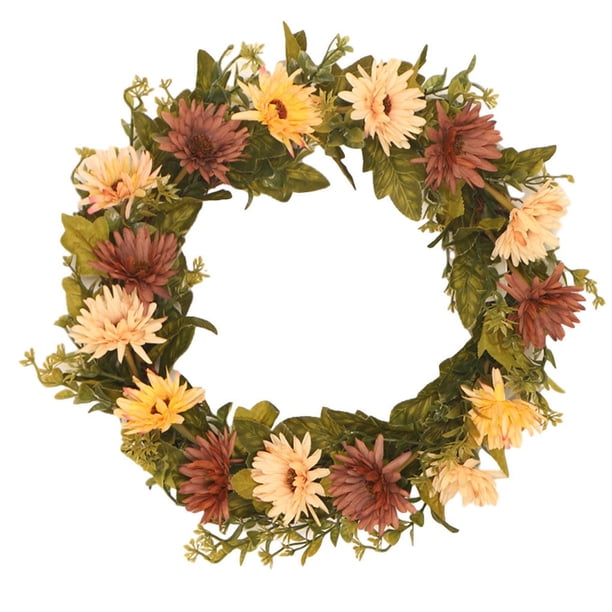 Puerta de entrada Corona de crisantemo artificial Decoración floral Oficina en casa Puerta Colgante Guirnalda de flores, Rosa roja, Rosa tholdsy HA9041-02B