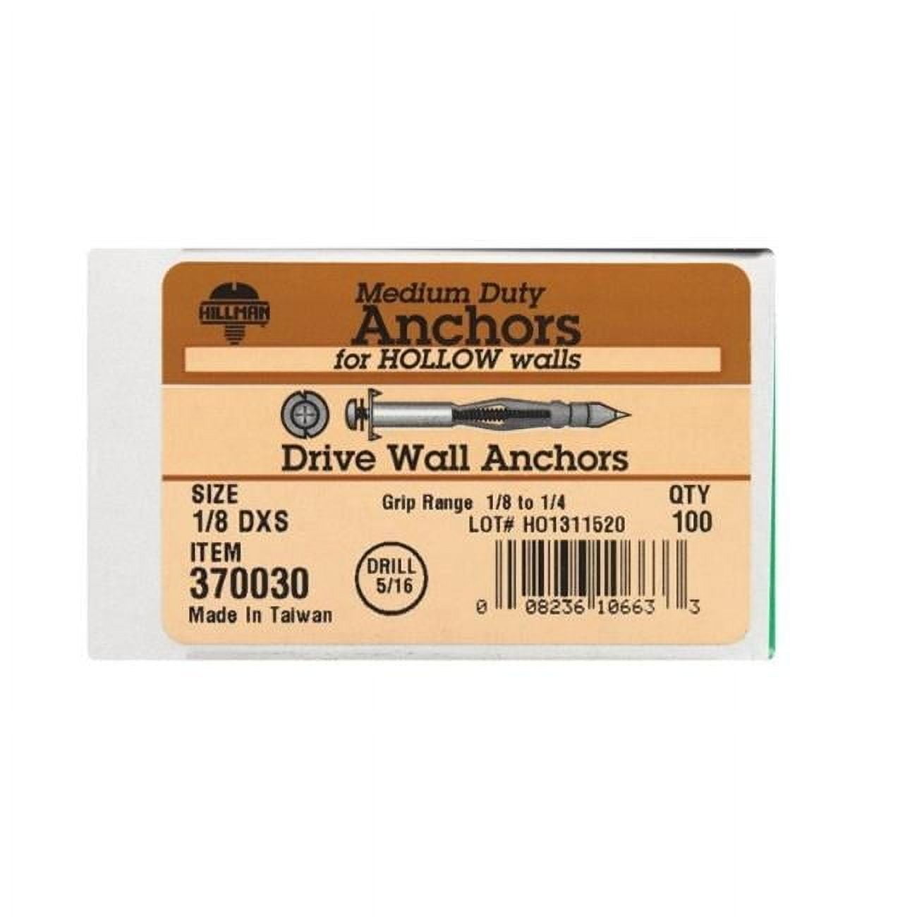 Hillman  Drive Wall Anchors  1/8 X-Short  100 pk