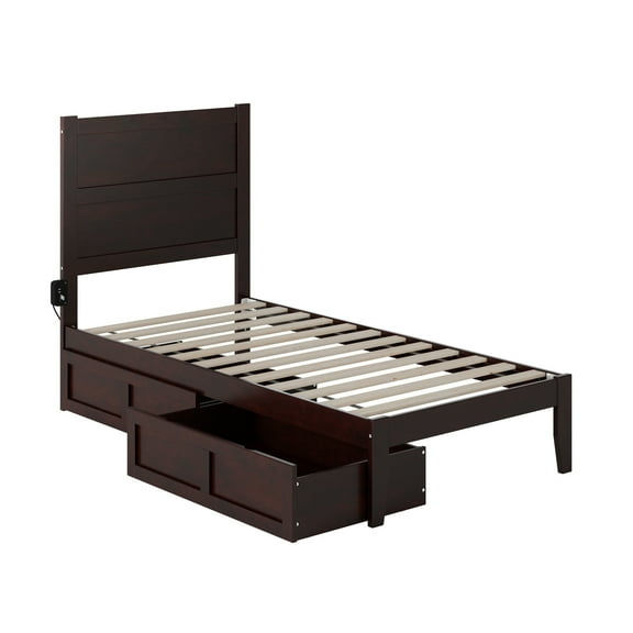 AFI NoHo Twin Sized Solid Wood Bed with 2 Drawers in Espresso