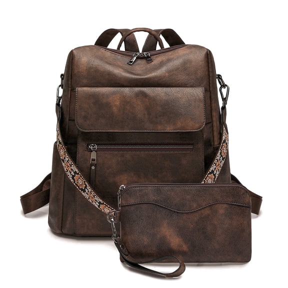 HONGLONG Backpack Purse for Women Fashion Leather Backpack Purse Designer Travel Backpack Convertible Shoulder Bag with Wristlet for Work College