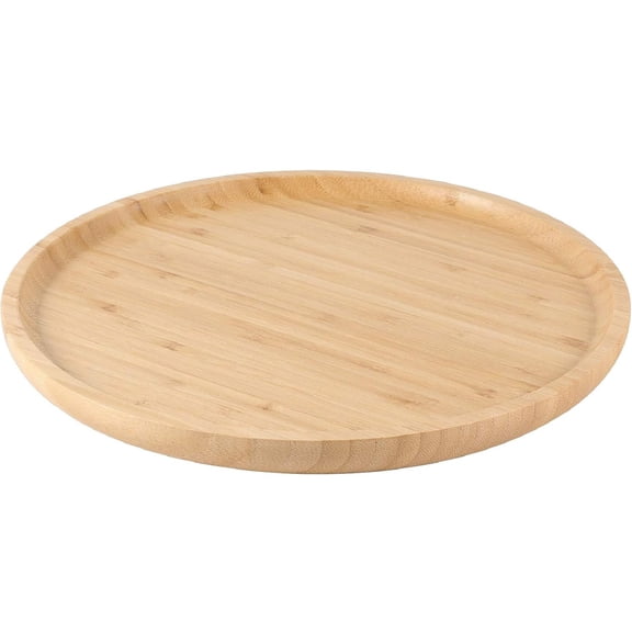 Bamboo Serving Platter,Bexikou Round Wood Tray,Wooden Serving Tray,Farmhouse Decor Tray for Fruit, Bread, Salad, Round Wood Charcuterie Board (7.87 inch)