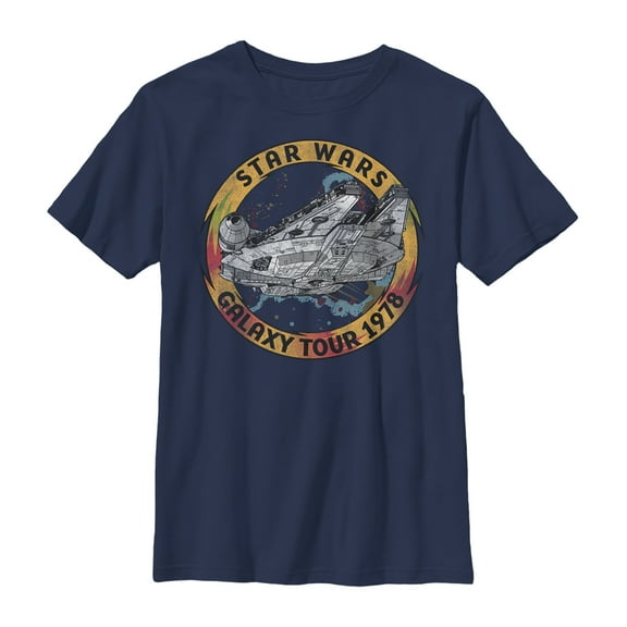 Boy's Star Wars: The Rise of Skywalker Vintage Galaxy Tour Graphic Tee Navy Blue X Small