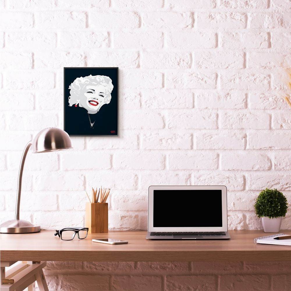 Stupell Industries Abstract Marilyn Portrait Vintage Hollywood Movie Star Classic Illustration Framed Wall Art by Jadei Graphics