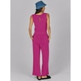 thumbnail image 4 of Wehilion Women's Wide Leg Jumpsuit Casual Versatile Sleeveless Solid Color Commuting Pants Jumpsuit Casual, 4 of 8