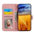 thumbnail image 4 of Funda Tipo Billetera para iPhone 16e Carcasa Abatible con Porta Tarjetas, Bolsillo para Efectivo, Soporte Ajustable, Cierre Magnético y Correa de Muñeca Rosa, 4 of 6