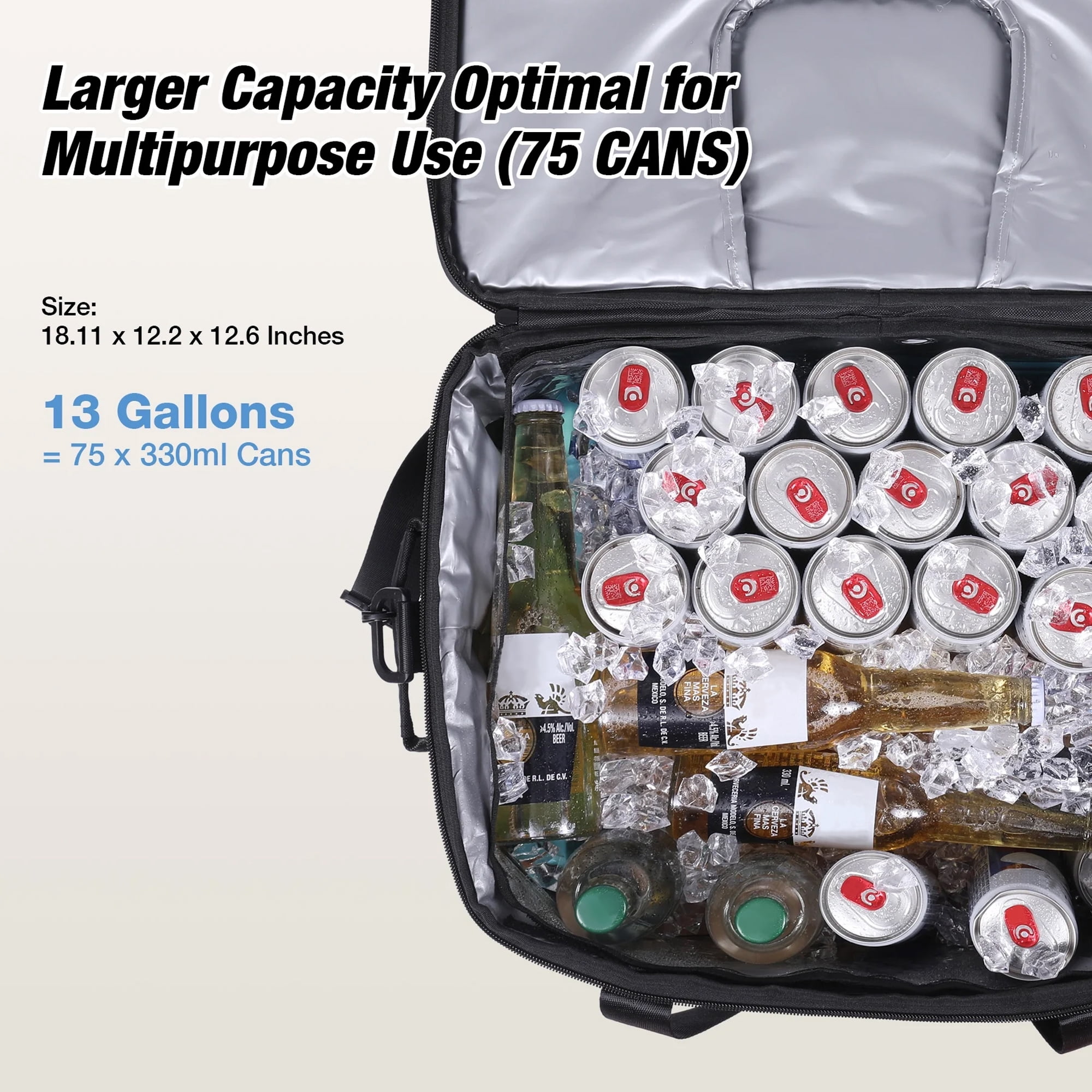 WARMOUNTS Camping Cooler Bag 75 Cans & Insulated Bag 2 in 1, w/ Insulating Cover, Upgraded Leakproof Soft Cooler Bag Top Opening for Camping Hiking Picnic Beach