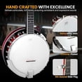 thumbnail image 5 of Pyle Banjo Kit with Remo Head and Sapele Resonator, 39" Full Size Traditional Open or Closed Back 5 String Instrument with 24 Brackets, Geared 5th Tuner, Premium Accessory Kit (Red Burst), 5 of 5