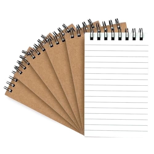 6 Pack 3x5 Inch Top Spiral Pocket Notebooks, College Ruled Lined Memo Pads for Home, Office, Work, Meeting & Travel