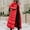 Red, variant on Women's Oversized Casual Coat Solid Color Zip Front Hooded Long Sleeve