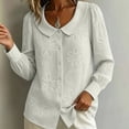 thumbnail image 6 of Sheghy Workout Tops Women's Collared Embroidered Printed Long-sleeved Blouse White XXXL, 6 of 7