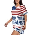 thumbnail image 2 of Kdxio Thank You Veterans Print Pajamas Sets for Women Short-Sleeved Pjs with Lounge Shorts Two Piece Sleepwear S-4XL, 2 of 5
