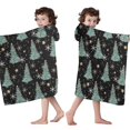 thumbnail image 4 of Black Christmas Tree Pattern Hooded Bath Towel，50"x30" for Ages 3 To 12 Kids, Quick Dry Lightweight Soft Microfiber Hood Beach Towel Cover Up for Kids, 4 of 7