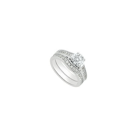 Jewelry Cubic Zirconia Engagement Rings With Cz Wedding Band Sets In 14k White Gold 1 05 Carat Tgw