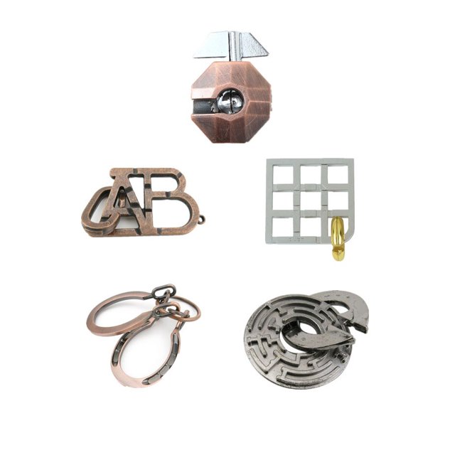Classic Metal IQ Mind Brain Teaser Alloy Magic Baffling Puzzles Game Educational Toys Gift for Children Adult Boys Set of 5PCS5 Kinds 4China Deng Xun unisex