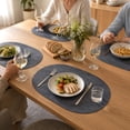 thumbnail image 6 of Placemats Set of 4, Heat Resistant Oval Faux Leather Place Mats 11.8 x 16.9 Inch, Waterproof Wipeable Reversible PU Placemat for Kitchen Dining Table, Indoor & Outdoor, 6 of 9