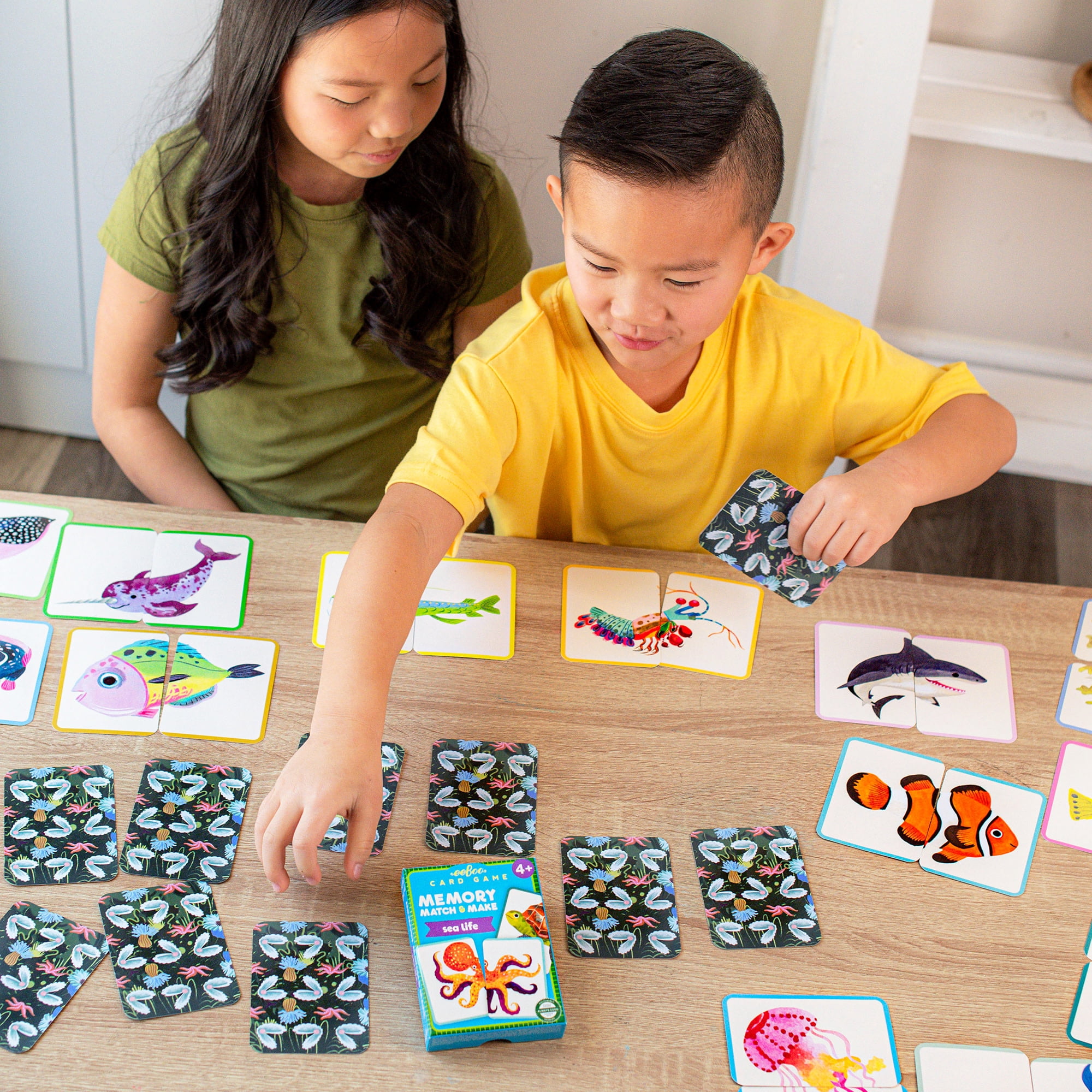 eeBoo Sea Life Memory Match & Make Game, Ages 4+ For 1-4 Players - Sharpens Visual Acuity, Concentration, And Memory Skills, 48 Cards, 24 Pairs