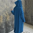 thumbnail image 3 of Long Sleeve Loose Fit Hooded Cardigan Cable Knit Design Front Button High Slit for Women Wear, 3 of 8