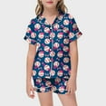 thumbnail image 2 of DHFJKG Girls' Summer Set Two Piece Short Sleeved Baseball Shirt With Bowknot Print And Elastic Waist Pants Casual Pajamas Pajama Set Suitable For Children 3 To 13 Lovely Suit, 2 of 4