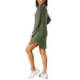 thumbnail image 3 of INSPIRE CHIC Women's Long Sleeve Comfortable Ribbed Dress Unique Wavy Texture Casual Wear t Shirt Dresses S Green, 3 of 6