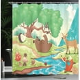 thumbnail image 4 of Ambesonne Hedgehog Shower Curtain, Ladybug Snail Bear, 69"Wx70"L, Multicolor, 4 of 5
