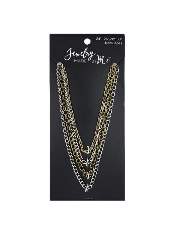 Assorted Chain Necklaces Silver/Gold 4pc Set