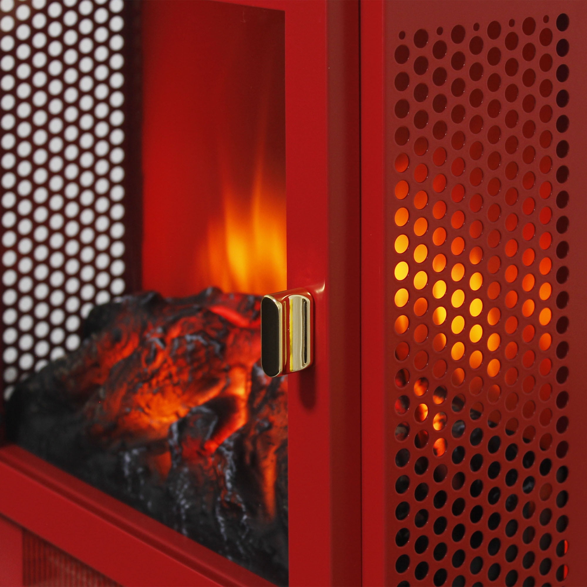 Electric Fireplace Heater, Legahome 16'' Freestanding Fireplace Heater Stove, 3D Realistic Flame Effects, Adjustable Brightness and Heating Mode, Overheat Protection, CSA Certified, Red