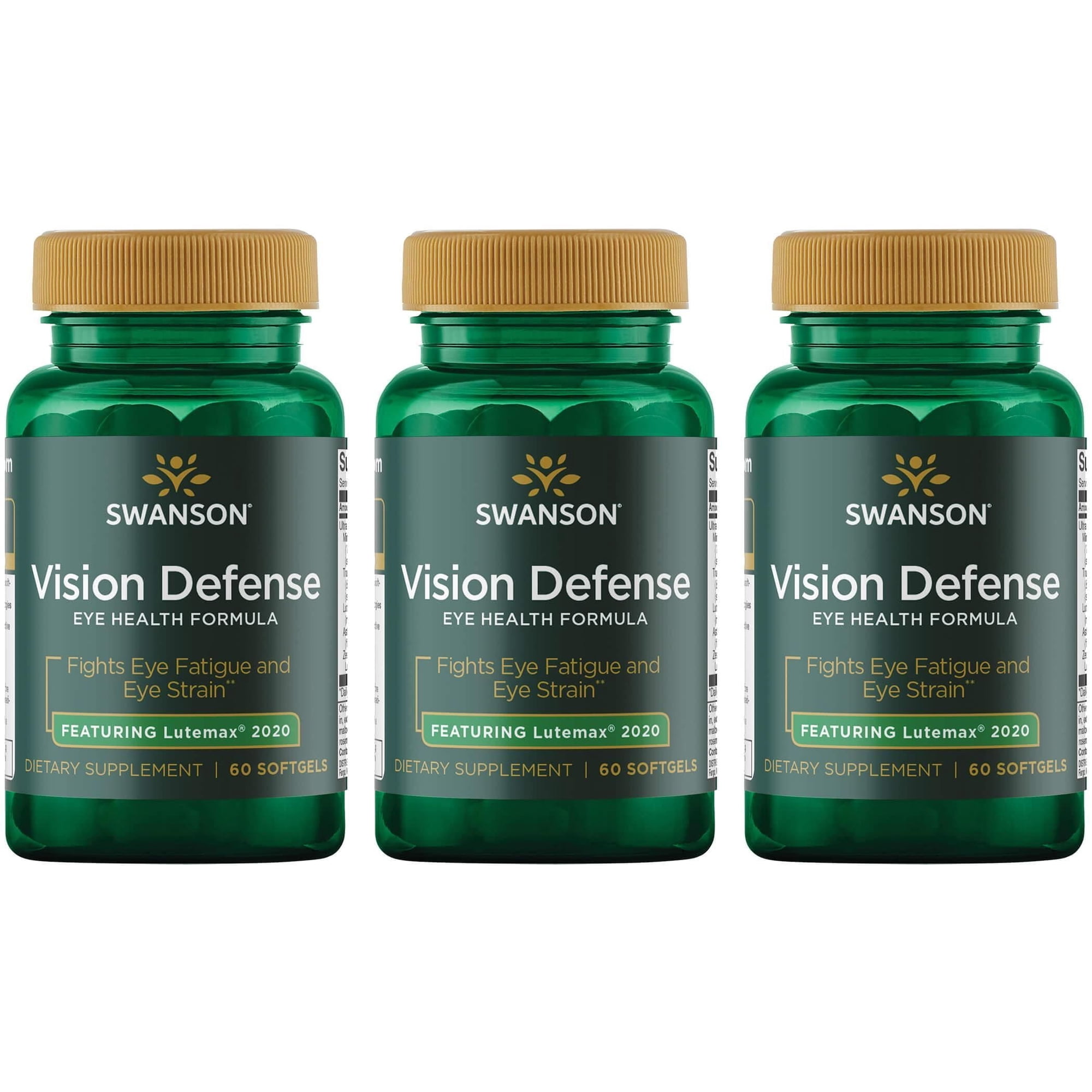 Swanson Vision Defense Antioxidant Vision Health Supplement Lutein Zeaxanthin Astaxanthin Broccoli Extract Bilberry Extract 60 Softgels Sgels (3 Pack)