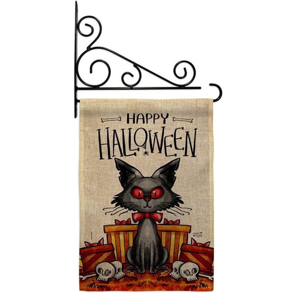 Angeleno Heritage GS130409-DB-03 Kitty O Ween Falltime Halloween 13 x 18.5. in. Double-Sided Decorative Vertical House Garden Flag Set for Decoration Banner Yard Gift