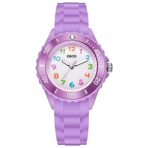 Reloj infantil educativo de cuarzo con correa de silicona y números árabes para aprender la hora niños y niñas