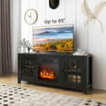 thumbnail image 3 of Giantex Electric Fireplace TV Stand, TV Console w/Adjustable Flame & Shelves, Farmhouse Media Entertainment Center, Black, 3 of 7