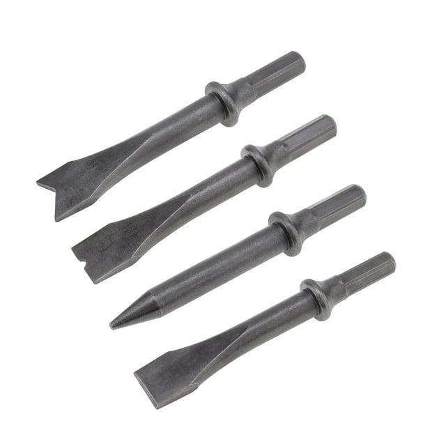 4Pcs Air Hammer Set Hexagonal Shank Heavy Duty Air Impact Head For Rusting Removal Cutting ,Long-Term Reliability